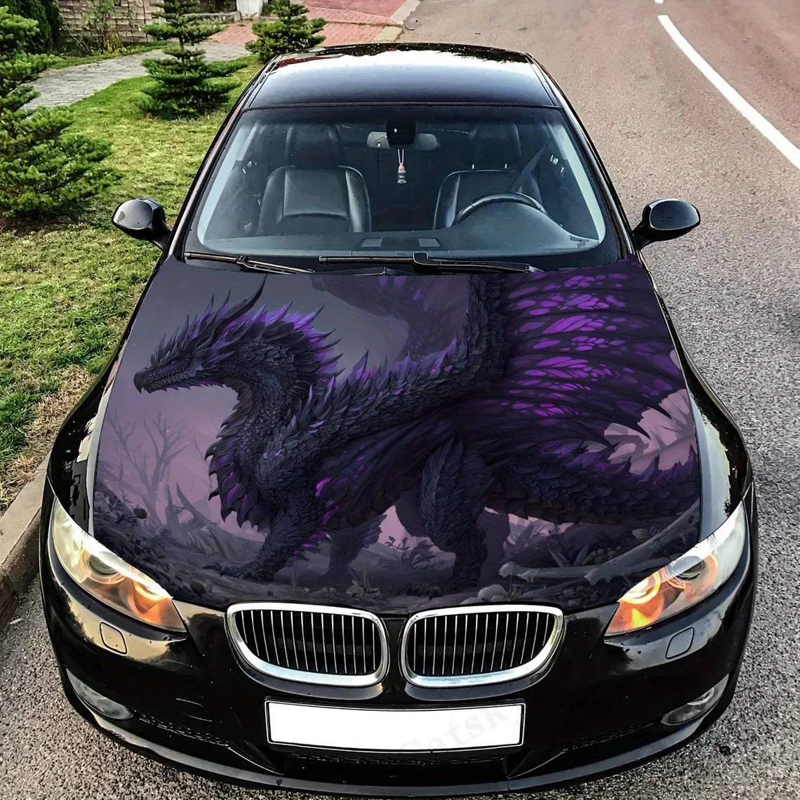 

Dead Silence Evil Dragon Car Hood Sticker - PVC Vinyl Wrap, Durable Car Engine Cover Decoration, Ideal Gift For Car Enthusiasts,