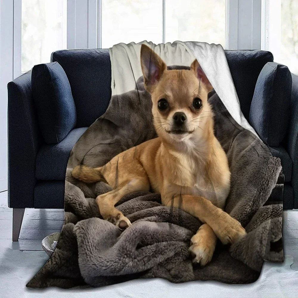 Chihuahua Dog Flannel Blanket Bedspread for Bedroom Bedding Decor Multiple Sizes Fluffy Plush Soft Sofa Bed Throw Blanket Custom