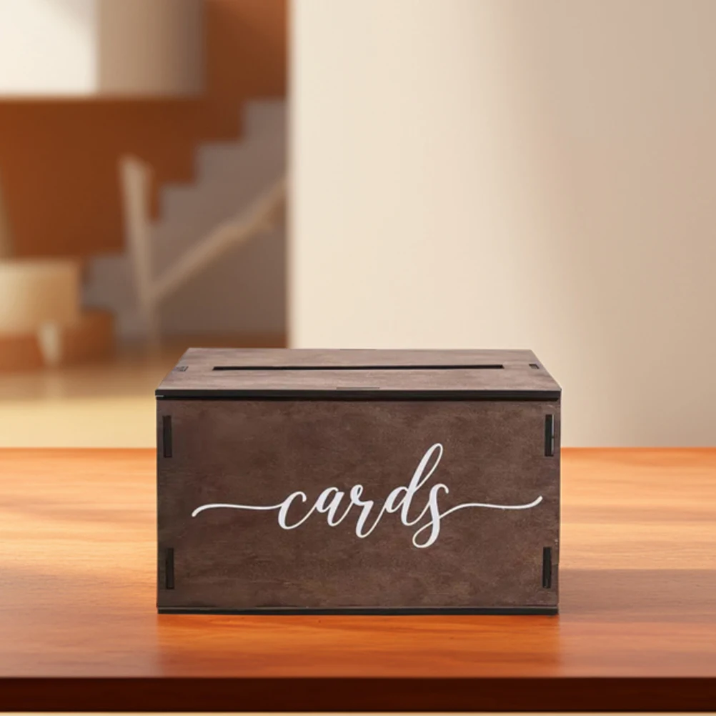 

Wooden Card Box Vintage Decor Birthday Holder Keepsake Container for Cards Bride