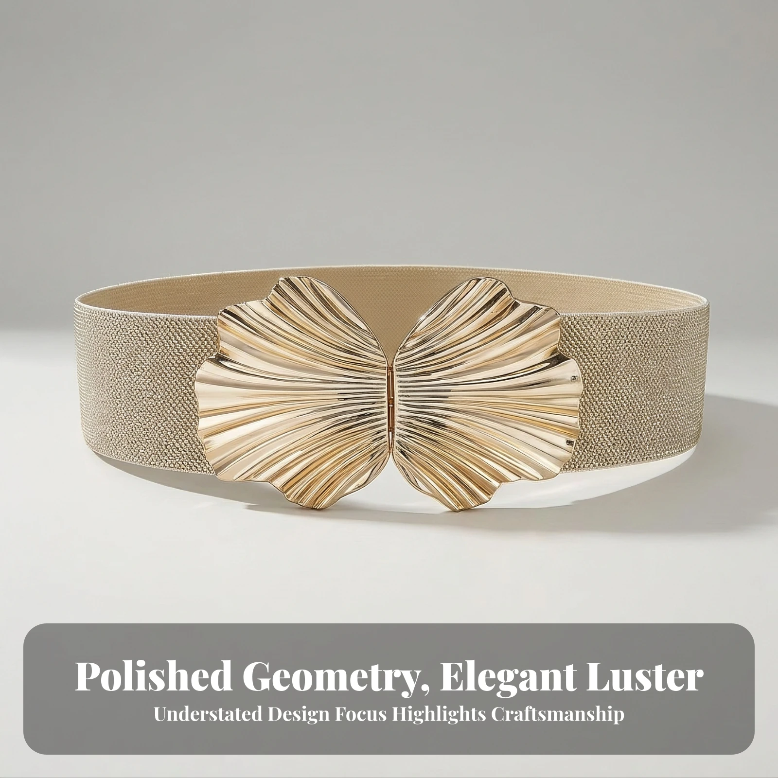 Elastic Waist Belt Stretchy Belt with Shell Buckle Coastal Boho for Women, Dresses, Blazers