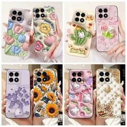 For Honor X8a 4G Case CRT-LX1 CRT-LX2 CRT-LX3 Cover Fashion Flower Cactus Soft Silicone Shockproof Phone Case For HonorX8a Coque