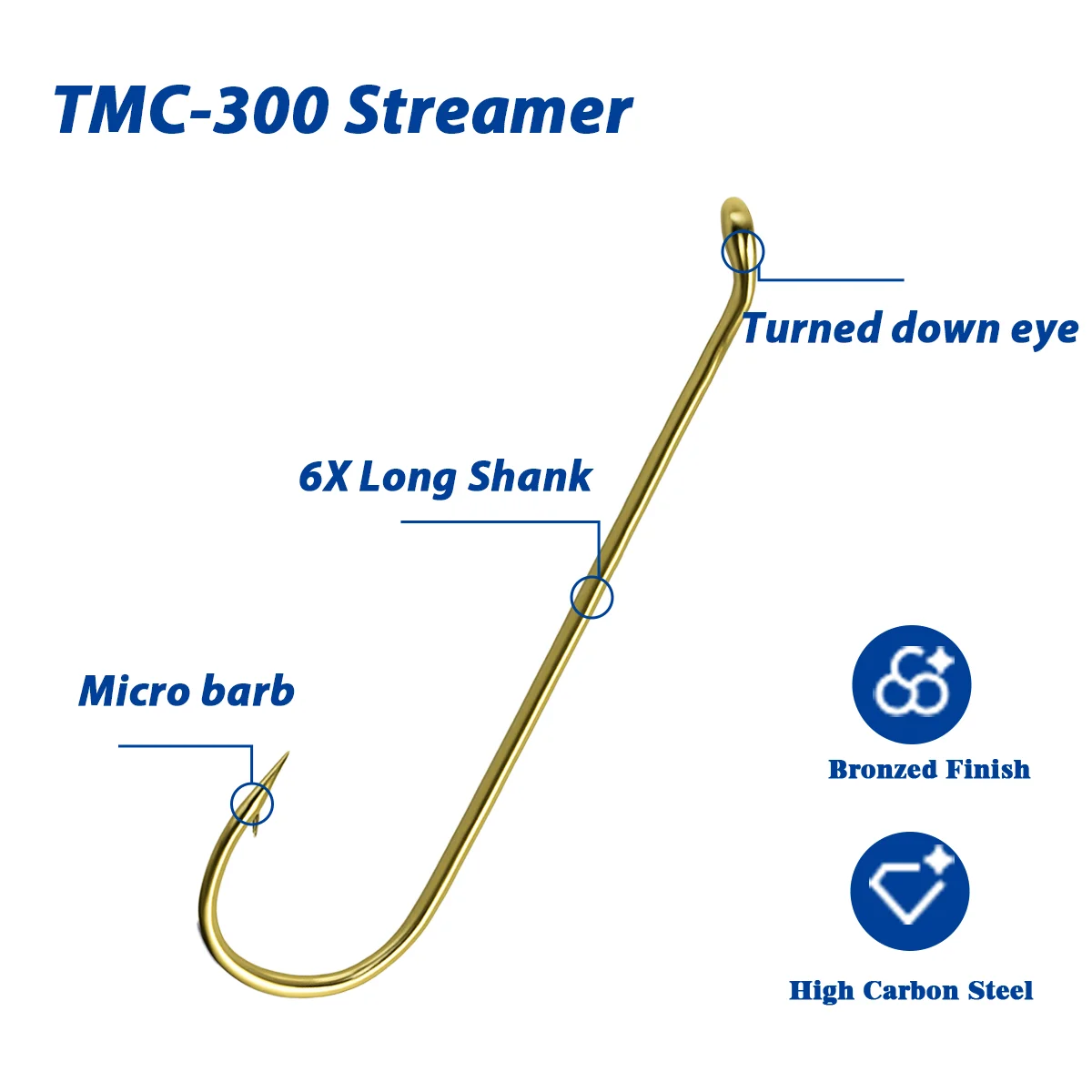 Aventik Eupheg EP-TMC300 Forged Streamer Fly Fishing Hooks Heavy Wire Extra Long Bronze Color Flies Hooks for Fly Tying Material