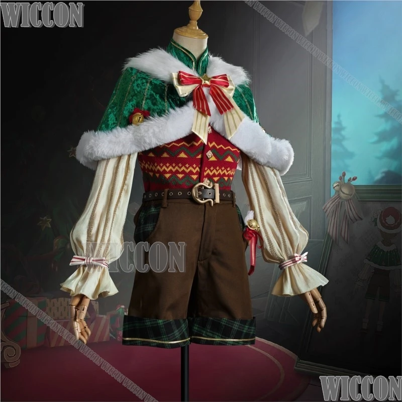 Cozy Christmas Eve Edgar Valden Game Identity ⅤPainter Cosplay Costume Blonde Wig Red Suit Men Set Holloween RolePlay Customized