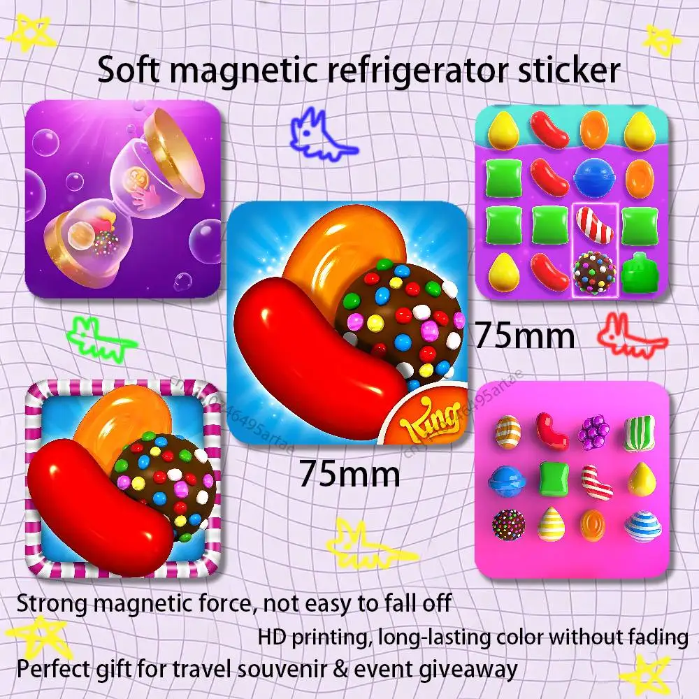 Game Candy Crush Saga Fridge Magnets Magnetic Refrigerator Memorial Gifts For Kitchen Office Locker Travel Home Deco