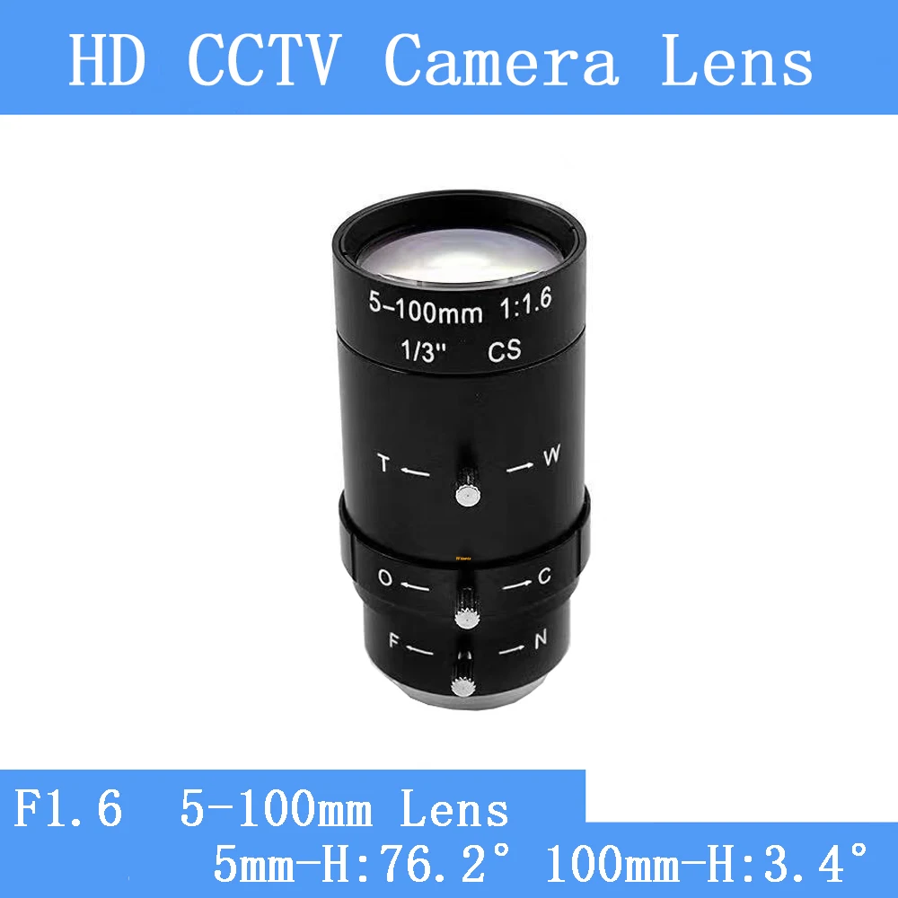 5-100 مللي متر HD طويل البعد البؤري دليل عدسات تكبير فاريفوكال CS جبل F1.6 1/3 "HD كاميرا ويب مراقبة عدسة الكاميرا #1