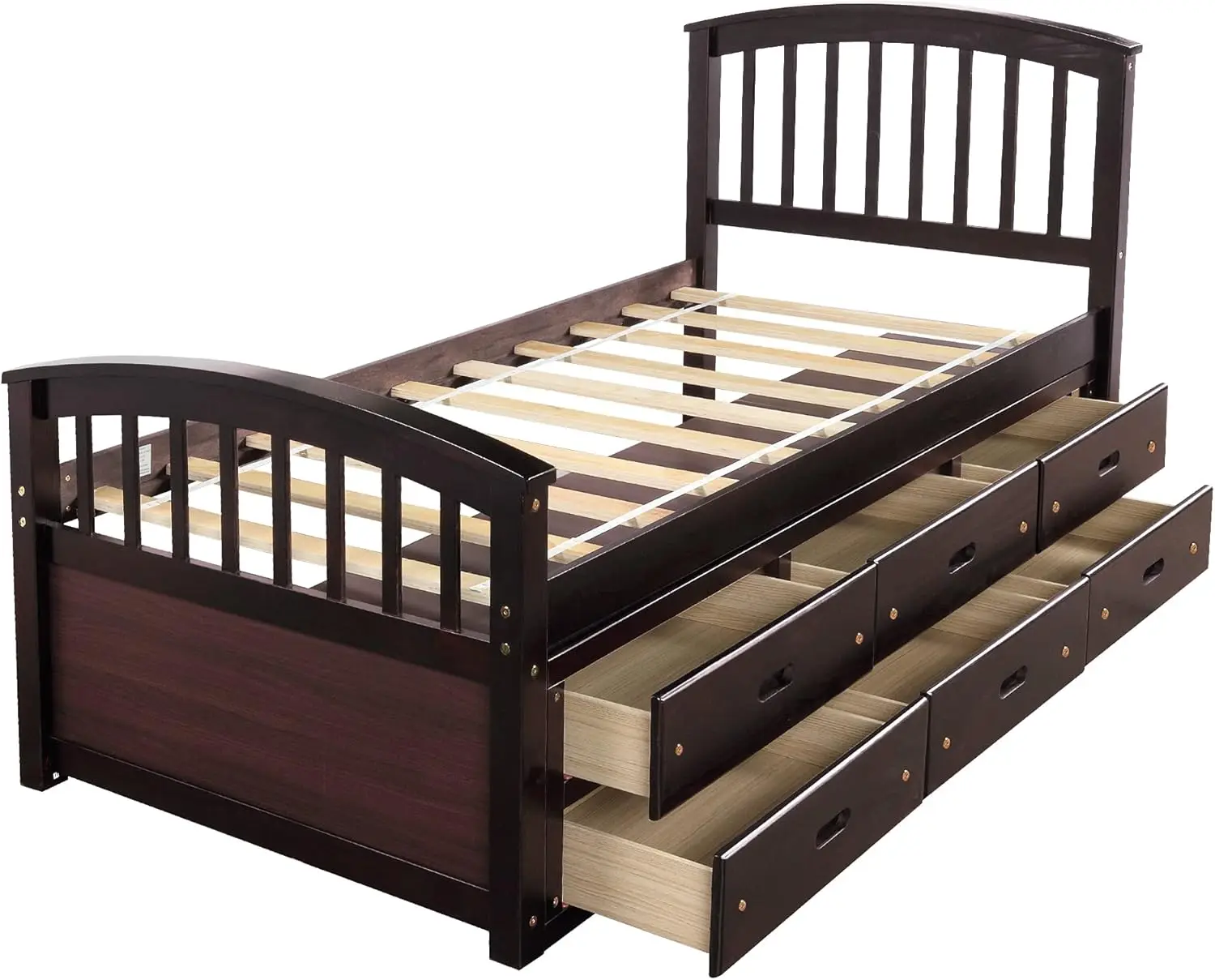 Lit à double capacité en bois avec égouts de proximité de stockage, lit à plateforme avec planche de sauna et pied de lit pour chambre à coucher, lit de rangement pour enfants, adolescents G