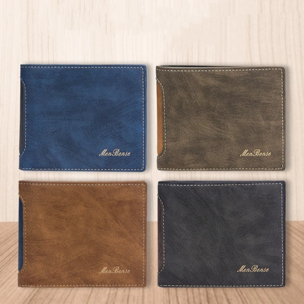 Fashion PU Leather Three Fold Wallet Multi-position Large Capacity Men's Short Wallet Card Holders Leisure PU Coin Purse Outdoor