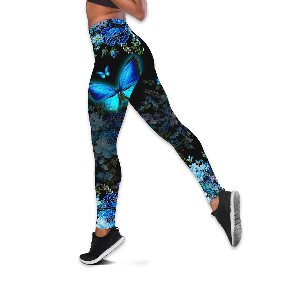 

CLOOCL Women Leggings Beautiful Butterfly Graphics Printed Elasticity Trousers Female for Outdoor Workout Clothes Jogging Pants