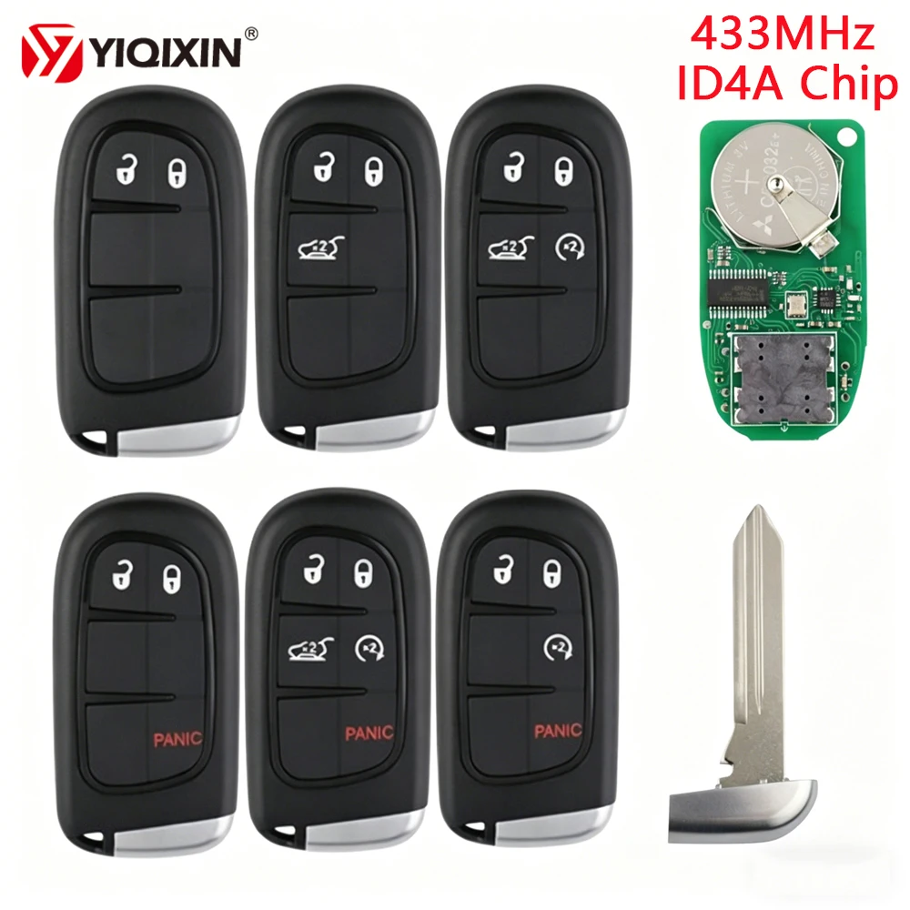 

For Jeep Cherokee Renegade Compass Folding Remote Car Key For Chrysler Dodge RAM Durango 433MHz 4A Chip Smart Card Uncut Blade