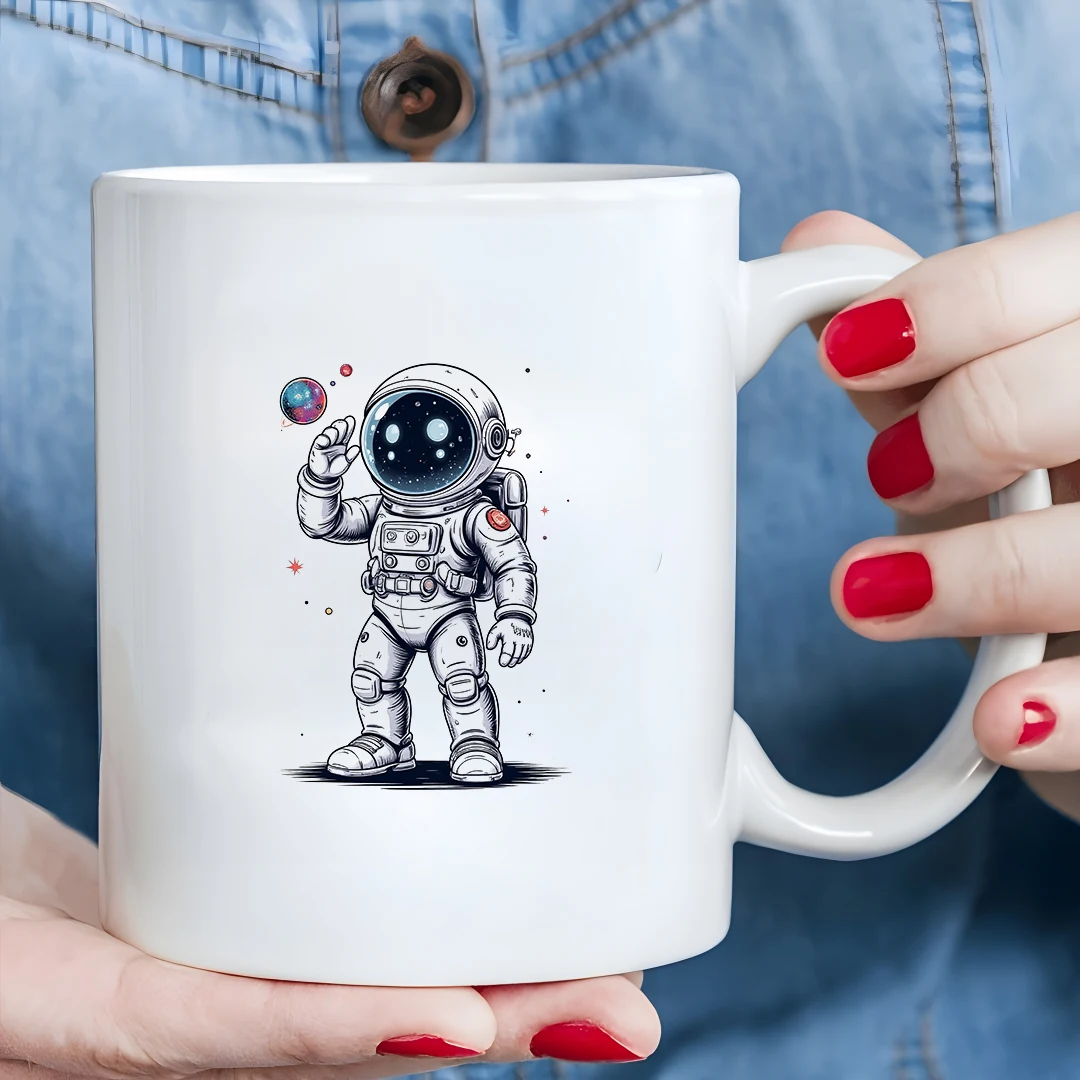 

Astronaut cartoon mug 11OZ space sci-fi cup kids cold & hot beverage cup Christmas gift family office mug