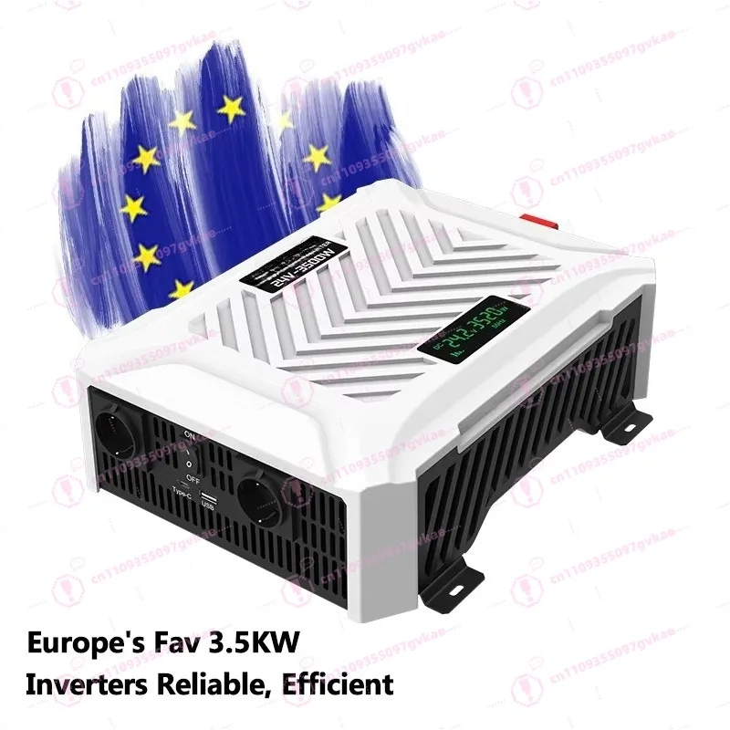 Pure Sine Wave Power Inverter 3000W 3500W 12V/24V DATOUBOSS EU Socket LED Display Home/Factory/Marine Use