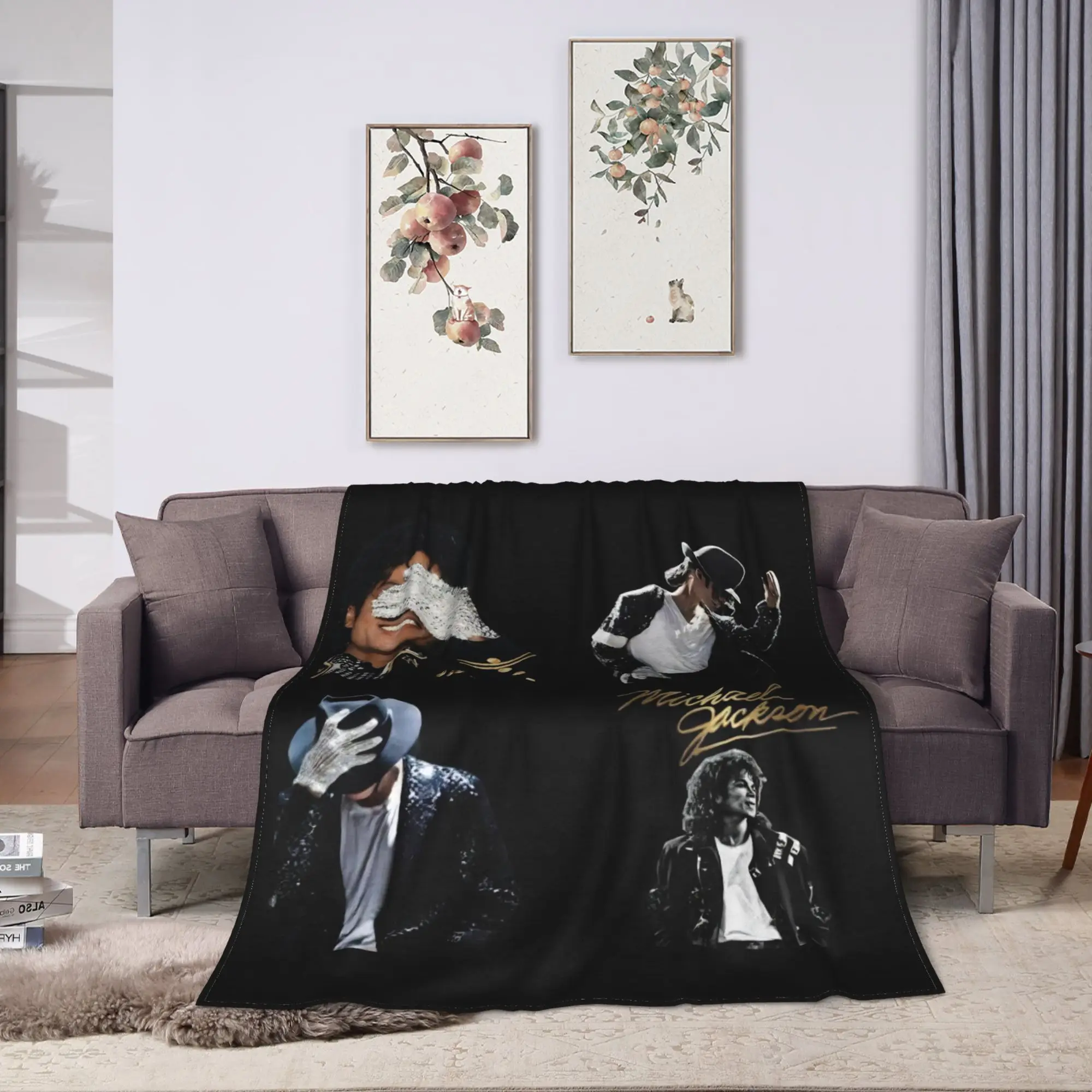 Michaels Jacksons Singer Pop Blanket Velvet Spring/Autumn  Multi-function Warm Throw Blankets for Home Outdoor Rug Piece