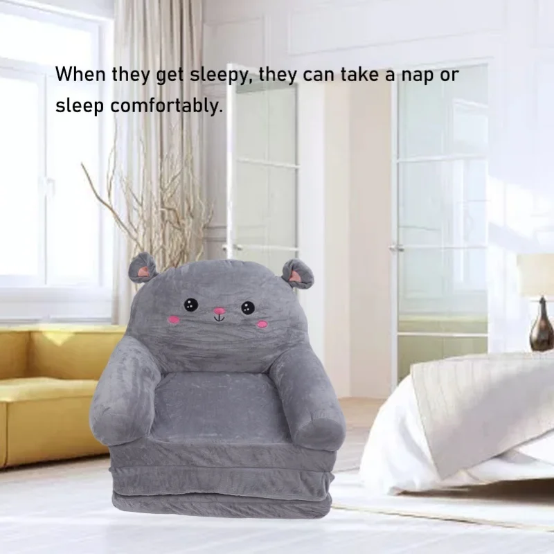 2in1漫画柄子供用折りたたみソファ、布とスポンジ製、通気性のある漫画柄子供用跳ね上げ式ソファ、赤ちゃん子供用3層