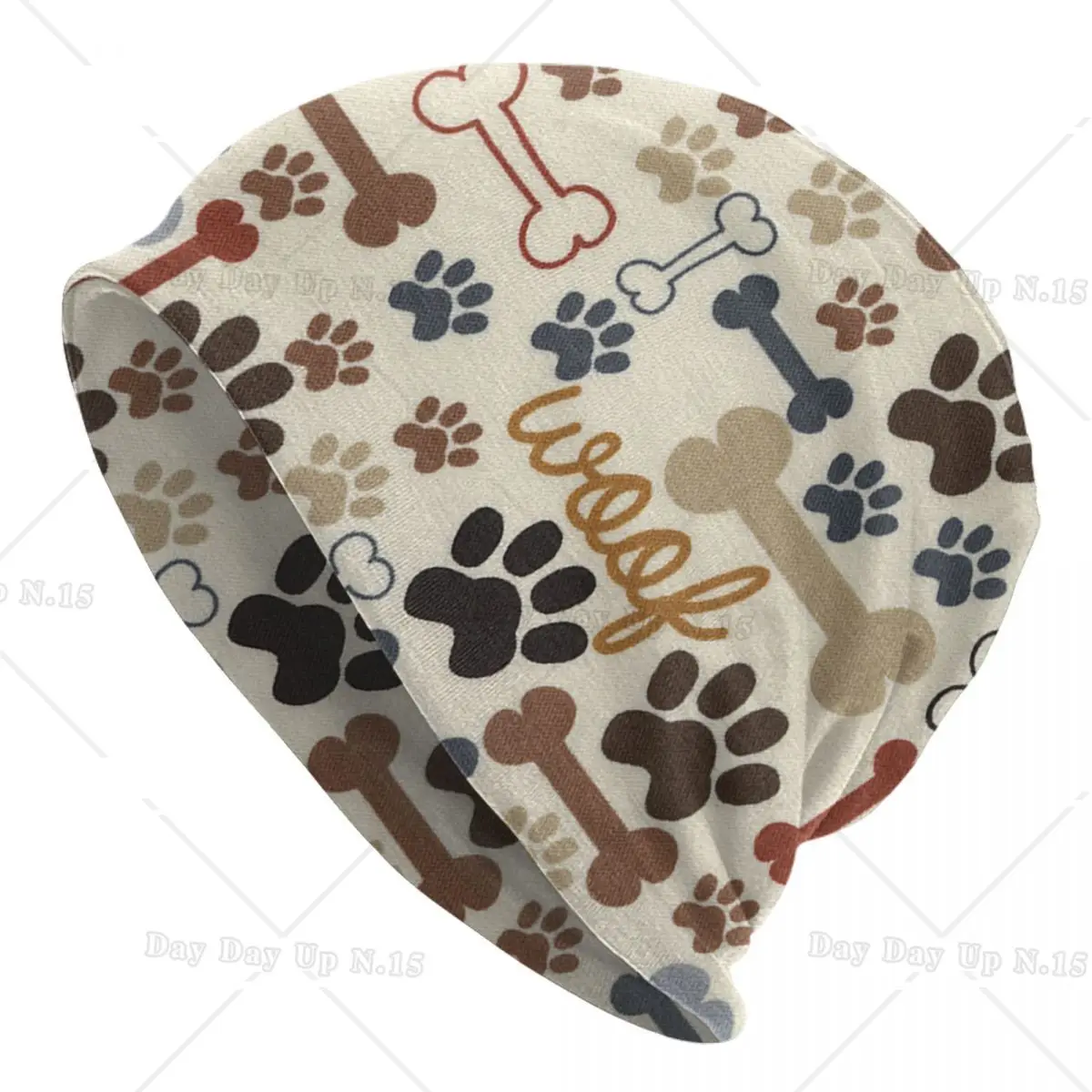 Dogs Paws And Bones Paw Print Bonnet Hats Street Knitting Hat For Warm Winter Cute Pet Animal Footprint Skullies Beanies Caps