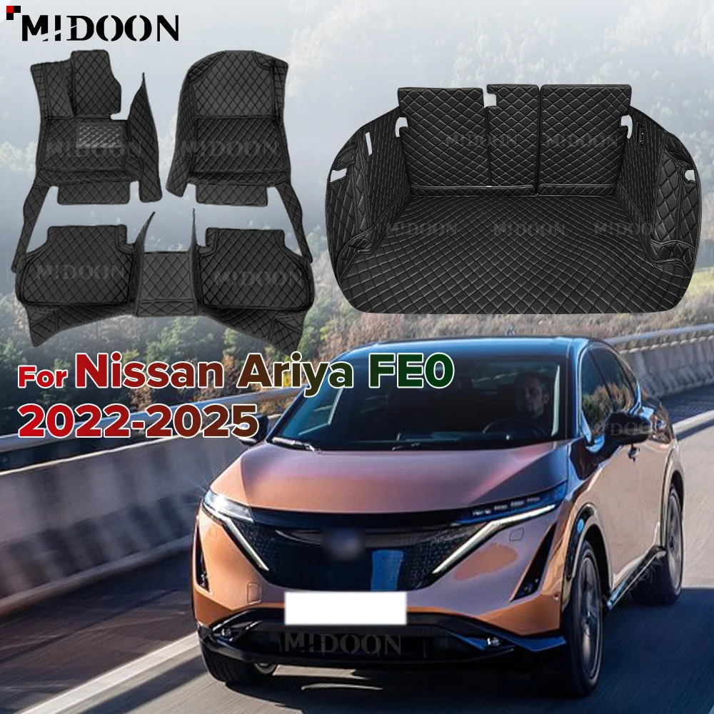 

Коврики в багажник автомобиля MIDOON, напольные коврики для Nissan Ariya FE0 2022-2025 24 23, автомобильные подушечки для ног, подкладка для багажника, аксессуары для интерьера