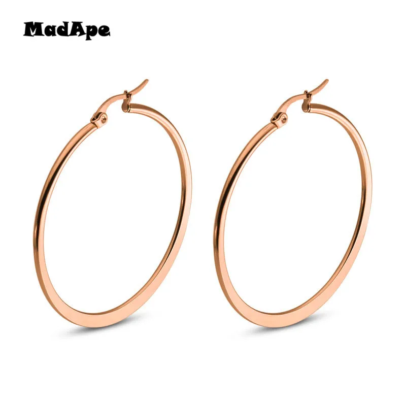 MadApe Anti-allergiche In Acciaio Inox Orecchini A Cerchio Orecchini di Marca Per Le Donne Alla Moda Classico Uomo Donna Big Hoops Orecchini Dei