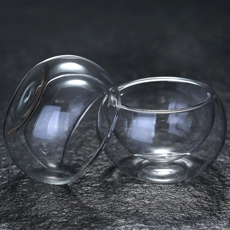 Taza de vidrio de doble pared transparente hecha a mano, resistente al calor, Cerveza, Té, bebida, Kungfu, Mini taza de Whisky, tazas de café Espresso, 50ml