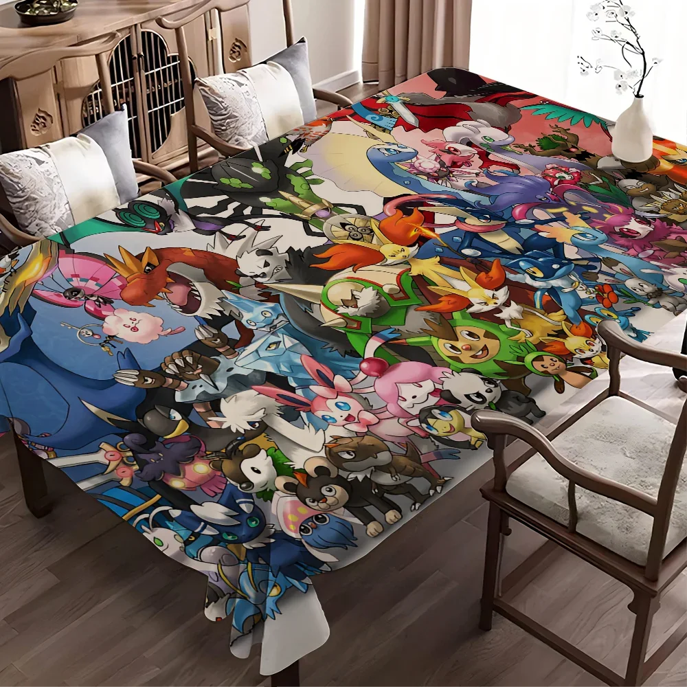 Mantel de dibujos animados P-Pokemon, Mantel Rectangular con manchas, Mantel, Mesa, decoración impermeable