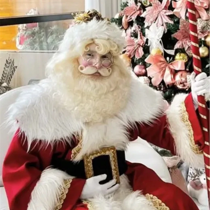 Nuovo Babbo Natale Baffi Barba Sintetica Cosplay Uomo Barba Bianca Accessori Natale Alta Qualità Fatto a Mano