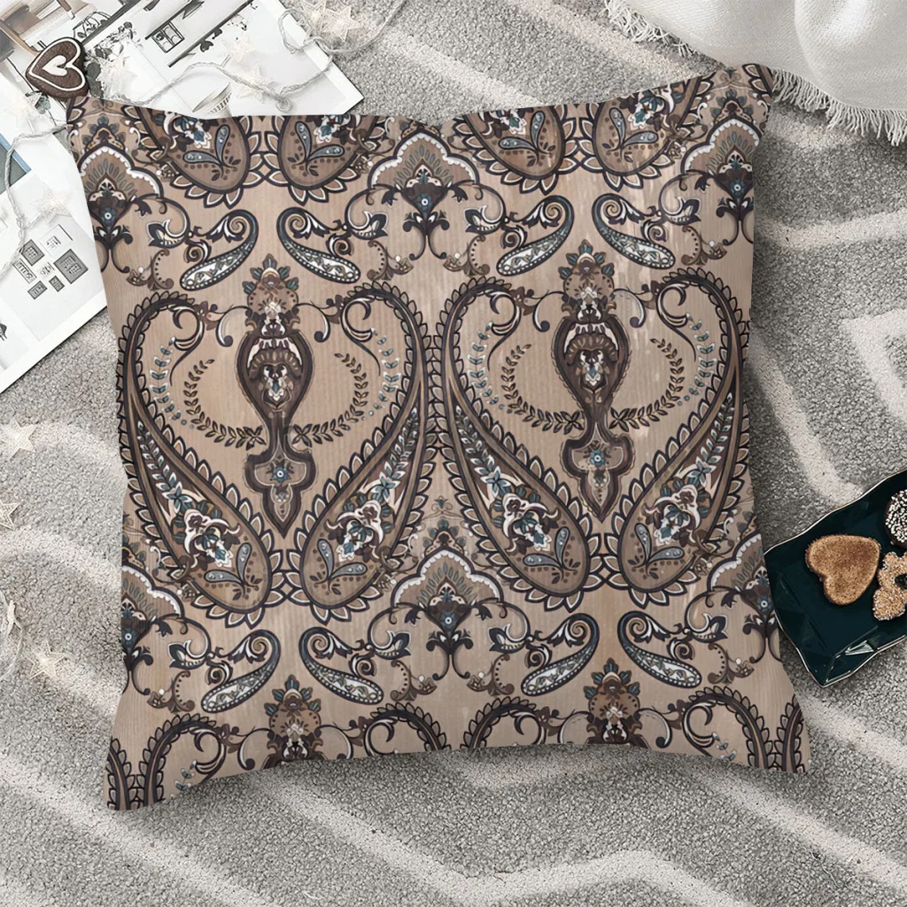 Paisley Pattern for Textile Design Old Grunge Texture Paisley Style Polyester Cushion Cover Decorative Hug Pillowcase