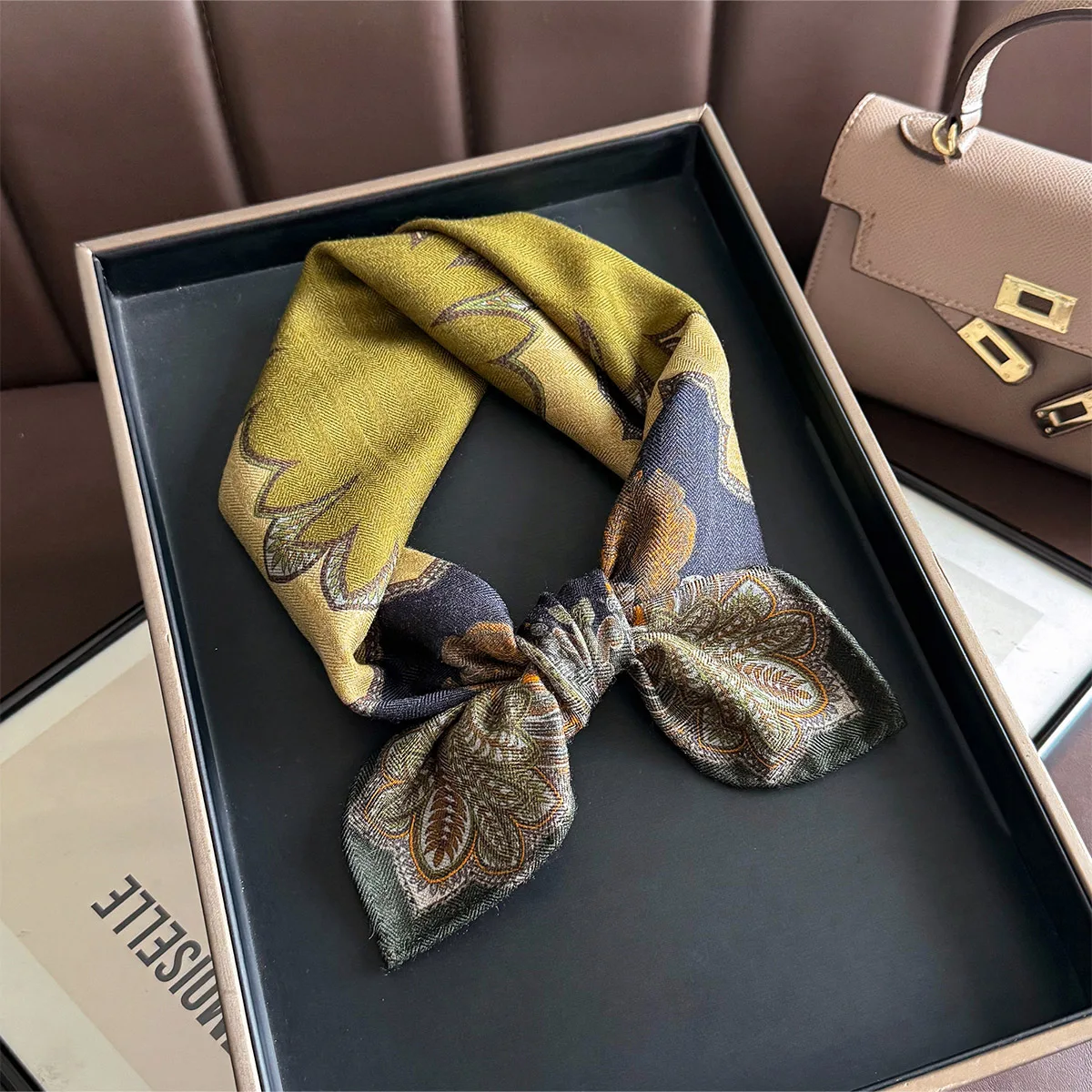 

2026 Natural Silk Wool Square Scarf Multi-functional Retro Shawl Wrap for Women Luxury Poncho Hairband Neckerchief Headkerchief