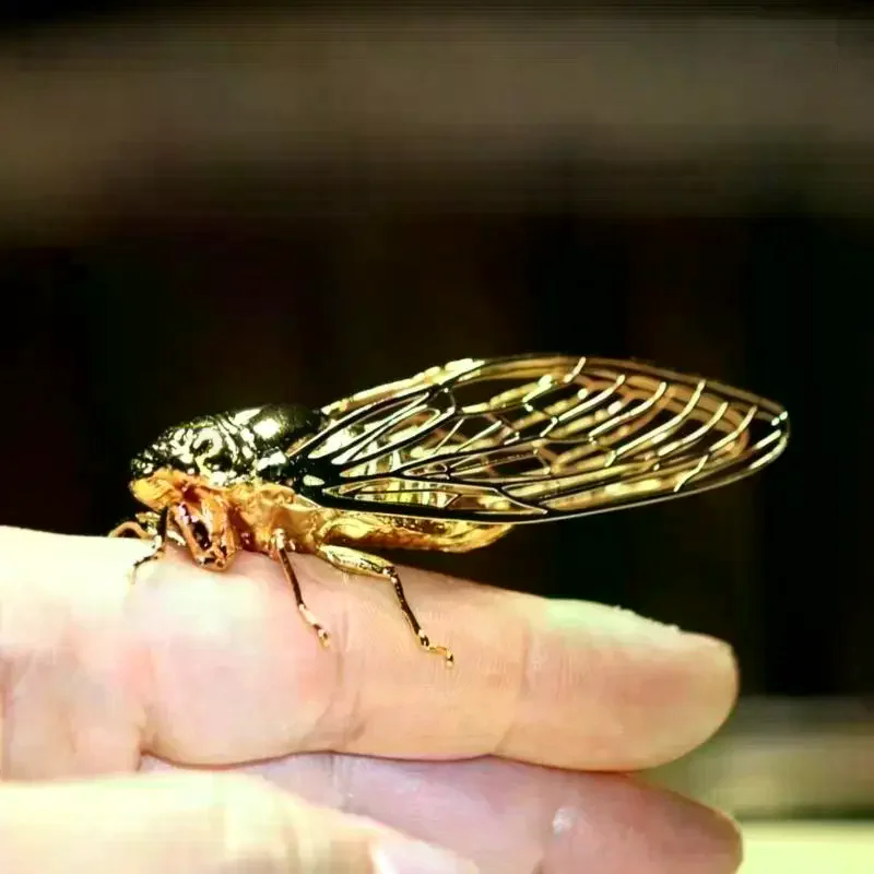 Creative Exquisite Cicada Figurine Mini Retro Alloy Animal Statue Anti-rust Durable Vintage Insect Sculpture Home Office Decor