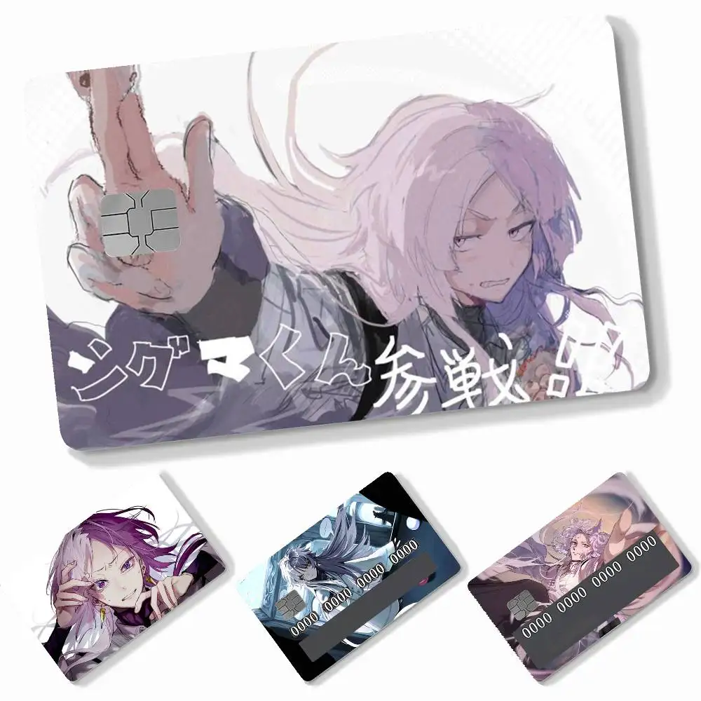 Anime s-Sigma cute  4pcs Credit Card Skin Stickers Suitable for Bank Debit Subway Bus Transit Pass Decorative Cover