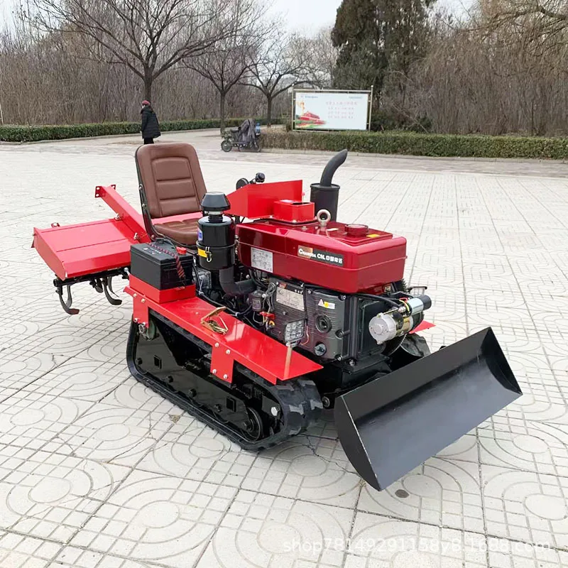 Tractor de orugas doméstico de 18/25/35 caballos de fuerza con máquina integrada para labranza rotativa, siembra y fertilización