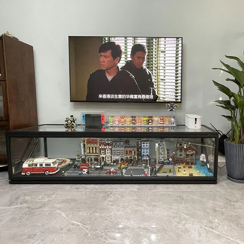 Building block Star Destroyer Millennium Falcon Lego model figure Street View transparent glass TV cabinet