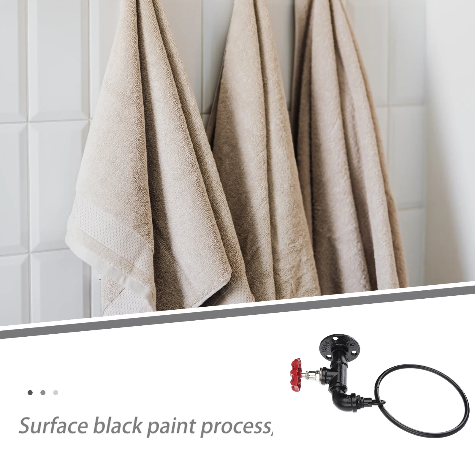 

1 шт., черное кольцо для полотенец для ванной комнаты, подвесной утюг, прочный водонепроницаемый держатель для полотенец, настенная стойка для хранения, железный держатель башни