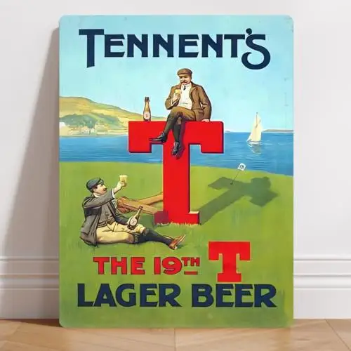Personalised Sign Metal Bar Pub Tennent's Lager Beer T Golf Vintage Advert