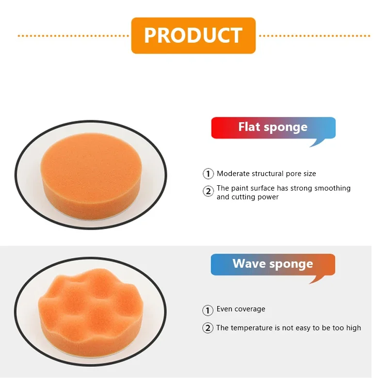 6Pcs Car Polishing Disc Sponge Pads Kit Auto Detailing Waxing Polish Machine Buffering Sponge Remove Scratches Wax Pads