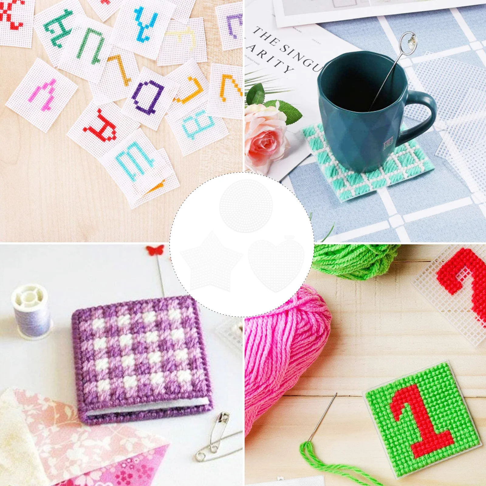 

18Pcs 3D Embroidery Plastic Mesh Sheets DIY Yarn Crafting Cross Stitch Canvas Sheets White for Handmade Projects