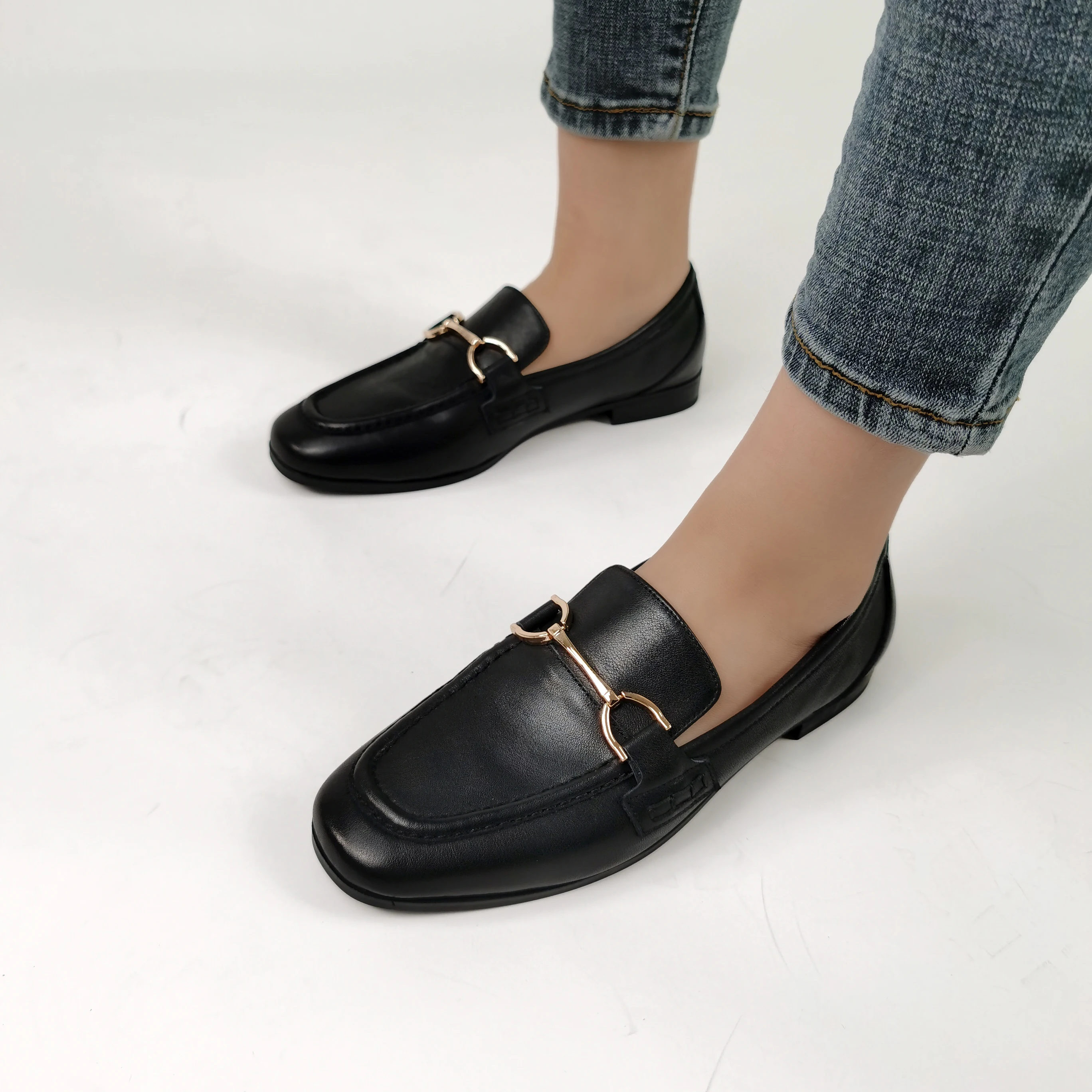 QUTAA 2023 Women Pumps Retro Office Ladies Casual Flat Heels Genuine Leather Shoes Woman Spring Summer Loafers Size 35-43