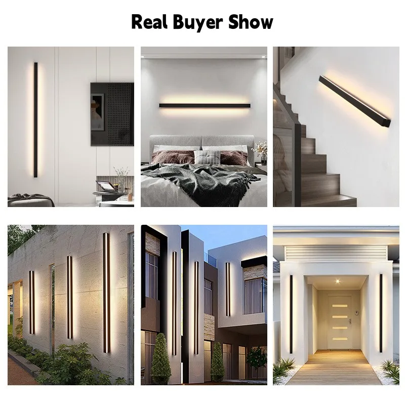 Outdoor waterproof LED long wall lamp IP65 hotel villa exterior wall lamp staircase corridor wall washing lamp 220V