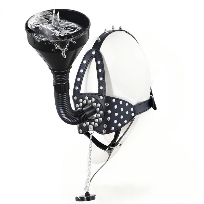 SM Slave Harness Urinal Funnel Oral Enema Drool Mouth Plug Open Gag BDSM Penalty Mask Flirting Fetish Adults Erotic Games Gear