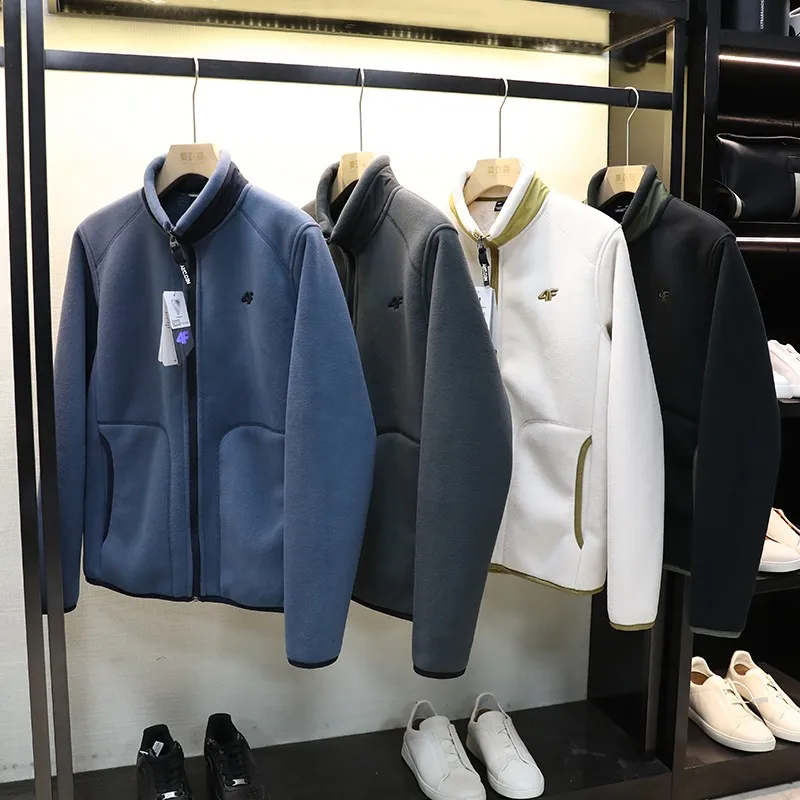 

Thiened Lamb Velvet Fce Jaet Autumn Winter Men's Outdoor Casual Coat Stand Fit Cleanfit Zipper Closure Side ket