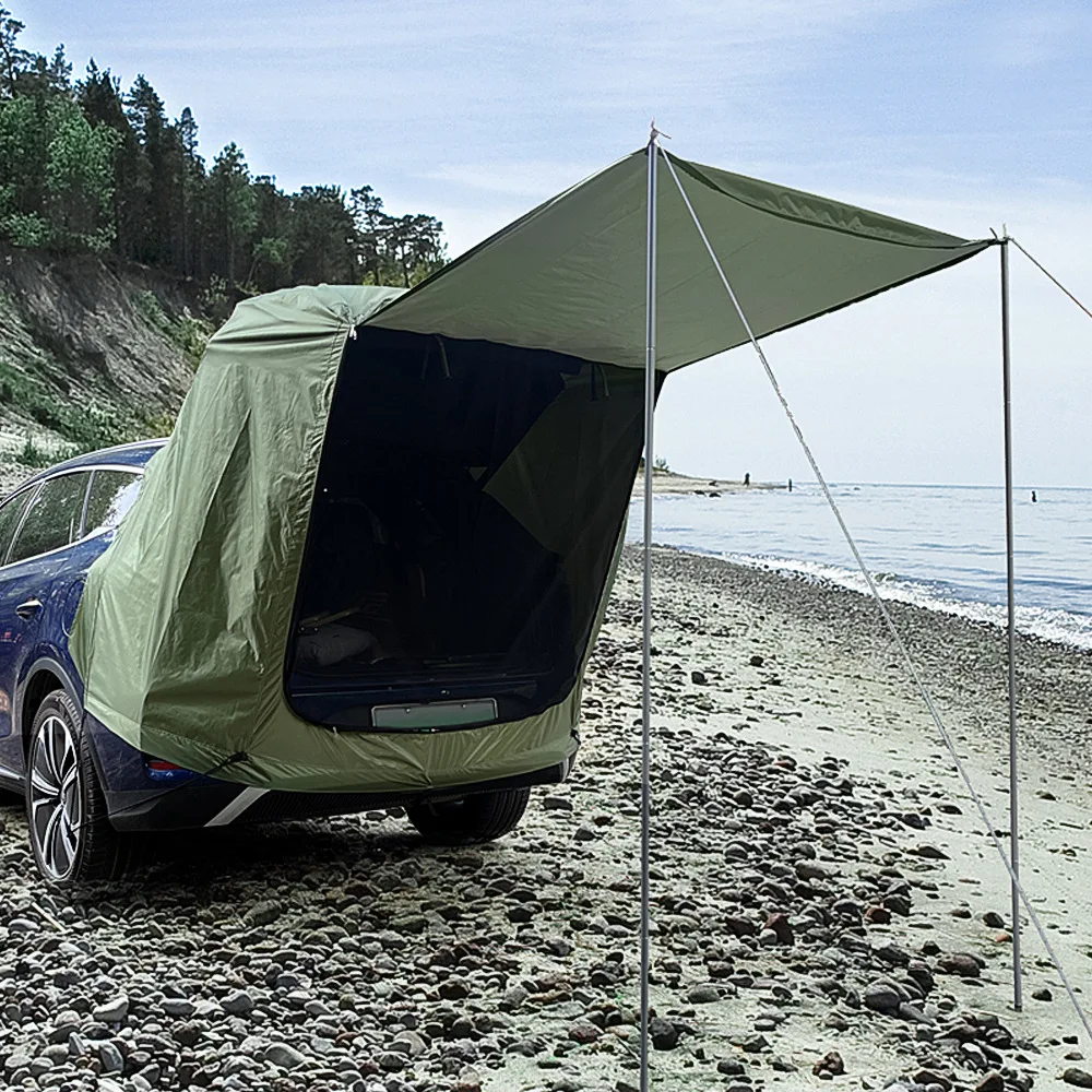 

Outdoor Camping Tent Kit SUV Cabana Tent with Awning Shade Large Space Wide Vision Car Tailgate Tear-resistant Tent Rear Tent