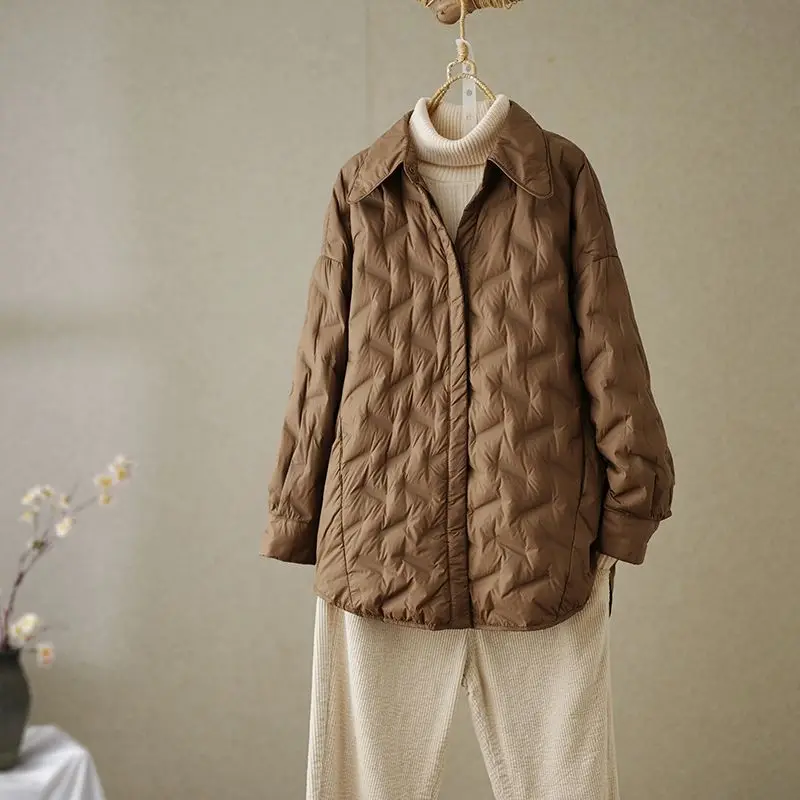 Herfst en winter nieuwe dames donsjack los woon-werkverkeer mode shirt donsjack