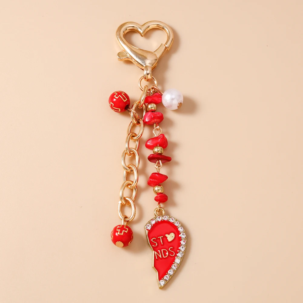 Aihua Niedlicher Kristallherz-Schlüsselanhänger für Beste Freundinnen, Frauen und Mädchen, BFF-Schlüsselring-Anhänger zur Handtaschendekoration, DIY Handgemachter Schmuck Geschenk – Detail 7