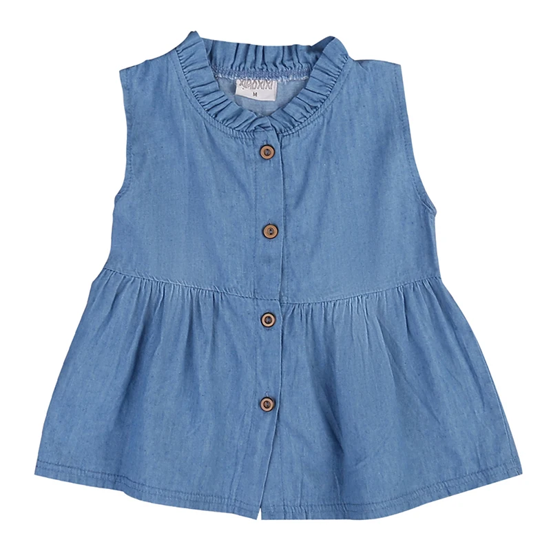 Baby Girl Dresses Summer Denim Dress Sleeveless Ruffle Sundress Button Jean Dress Infant Newborn