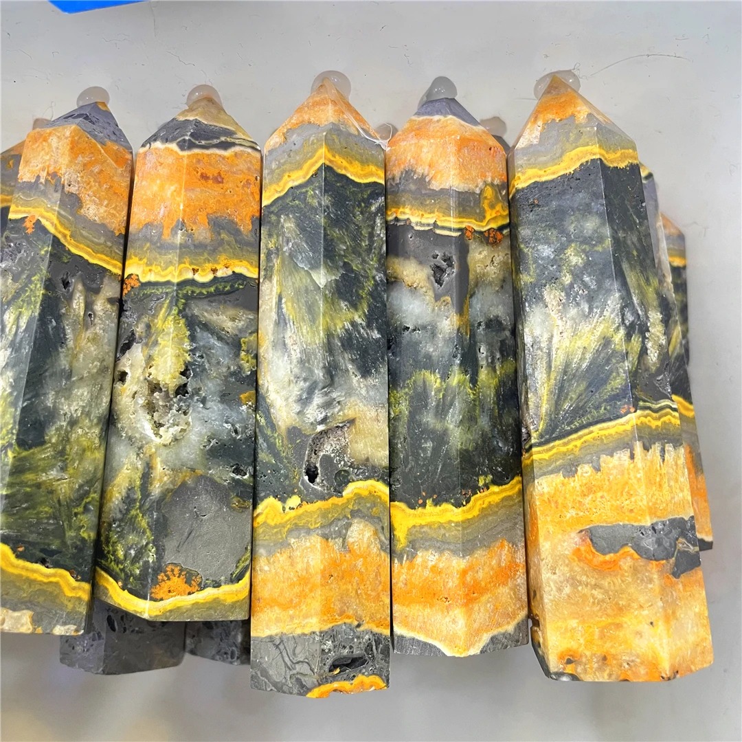 8-9CM Bumblebee Jasper Gemstone Yellow Quartz Natural Stones Wands Charm Crystal Points Mineral Collection Indie Jewelry Decor