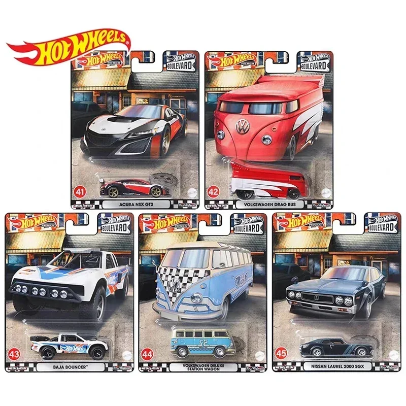 Oryginalne Hot Wheels Premium Car bulwar odlew ze stopu 1/64 autobus Volkswagen Nissan Acura Model kolekcjonerski zabawki dla dzieci dla chłopców