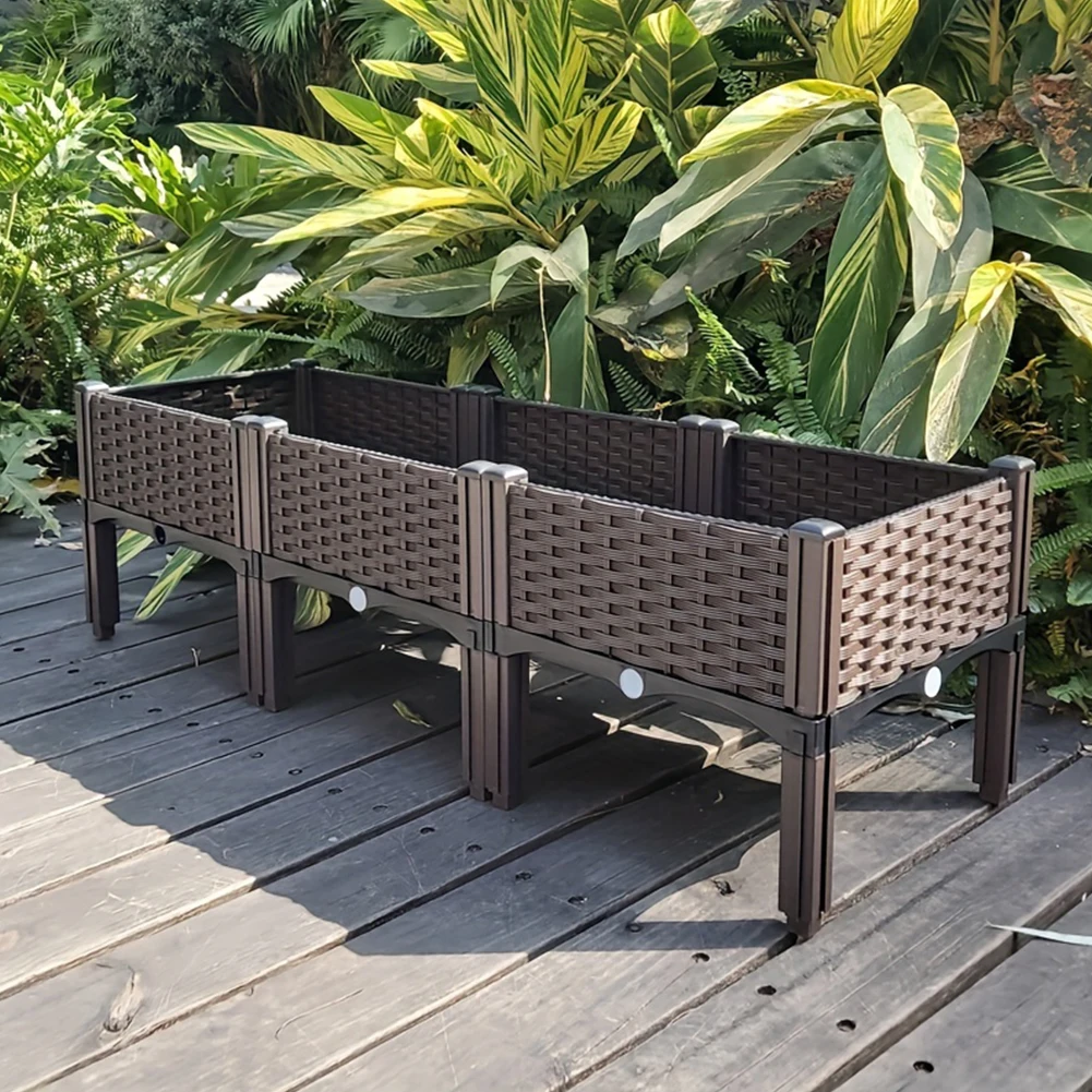 

Plastic Raised Garden Bed with Legs Raised Planter Box with Drainage Holes Raised Bed Propagation Box for Indoor and Outdoor Use