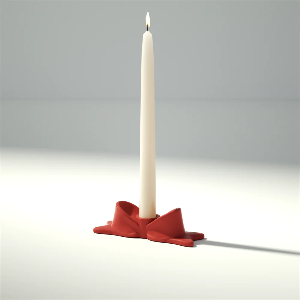 Nicole Sweet Bowtie Taper świecznik silikonowe formy betonowe DIY świecznik z kokardką forma gipsowa Jesmonite Making Mold