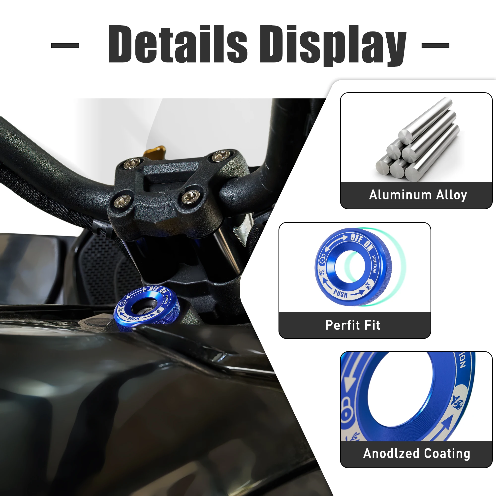 Precision-Crafted Blue Aluminum Ignition Key Switch Cover The Finishing Touch & Protective Start Lock Cap for Can Am Spyder F3