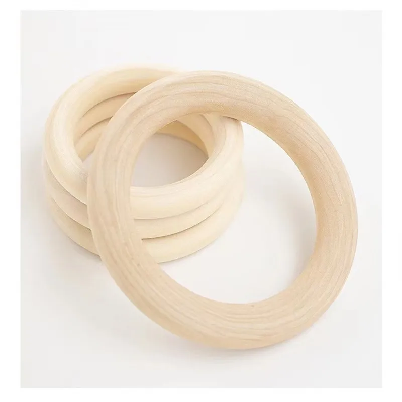 Unfinished Wooden Rings Multiple Sizes Solid Color for Kid Toy Natural Wood  Hoops for diy Macrame Craft Jewelry Wood Decoration