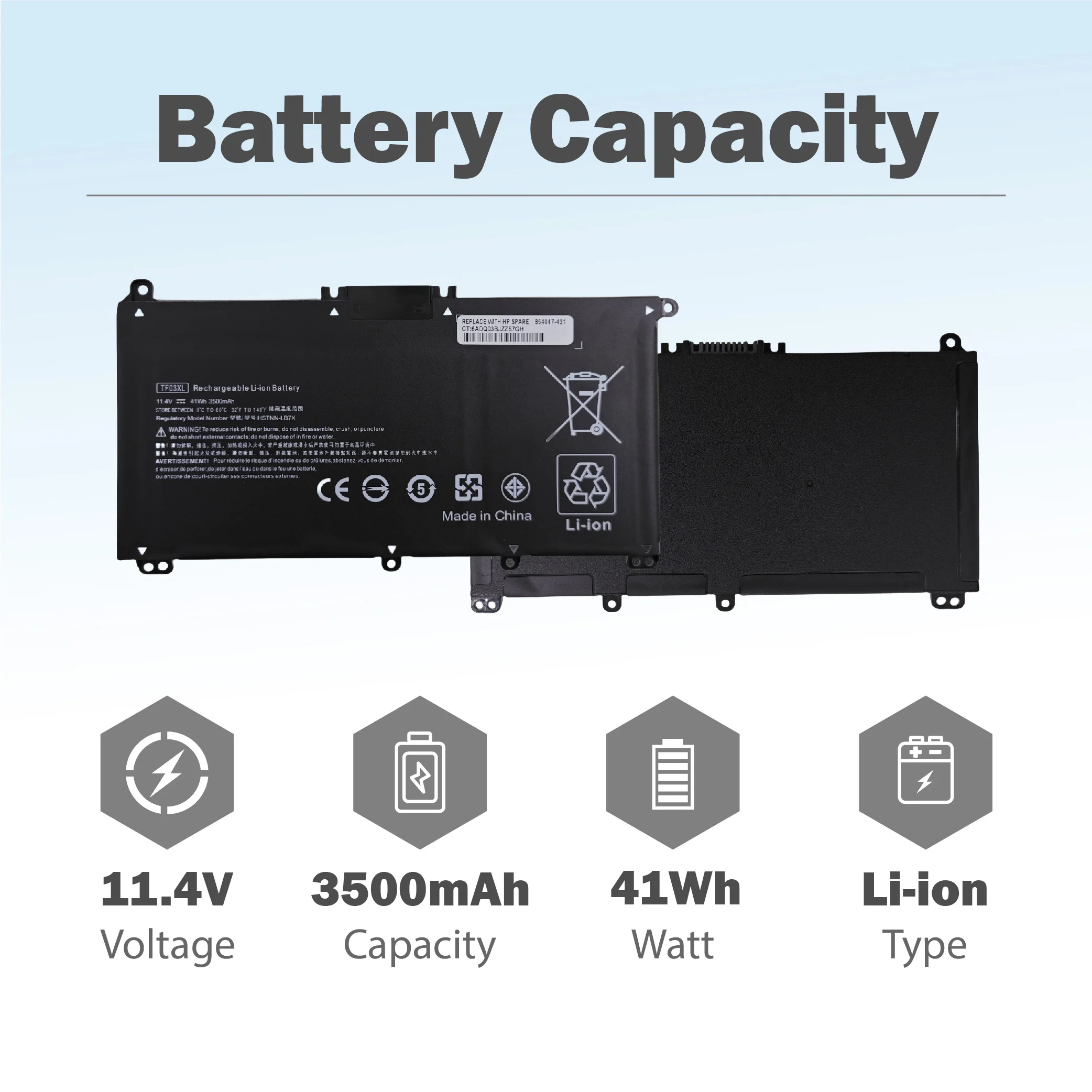 TF03XL 41WH Laptop Battery for HP Pavilion X360 14m 14-bf 14-cd 15-CC 15-CD 14-BK 15-cc154cl 17-AR050WM 920046-121421 541 920070