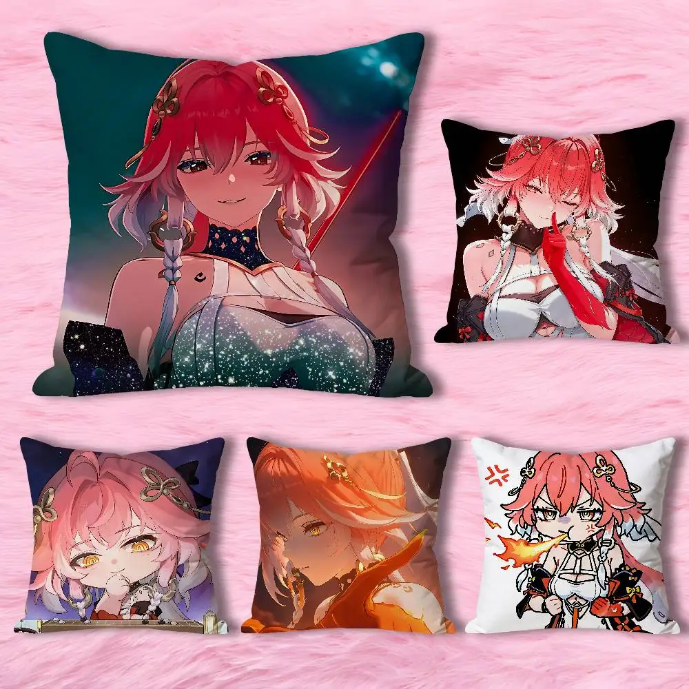 

W-Wuthering Waves Changli Anime Celebrity Merchandise All-Match Printed Pillow Case Sofa Car Office Room Decoration Protector