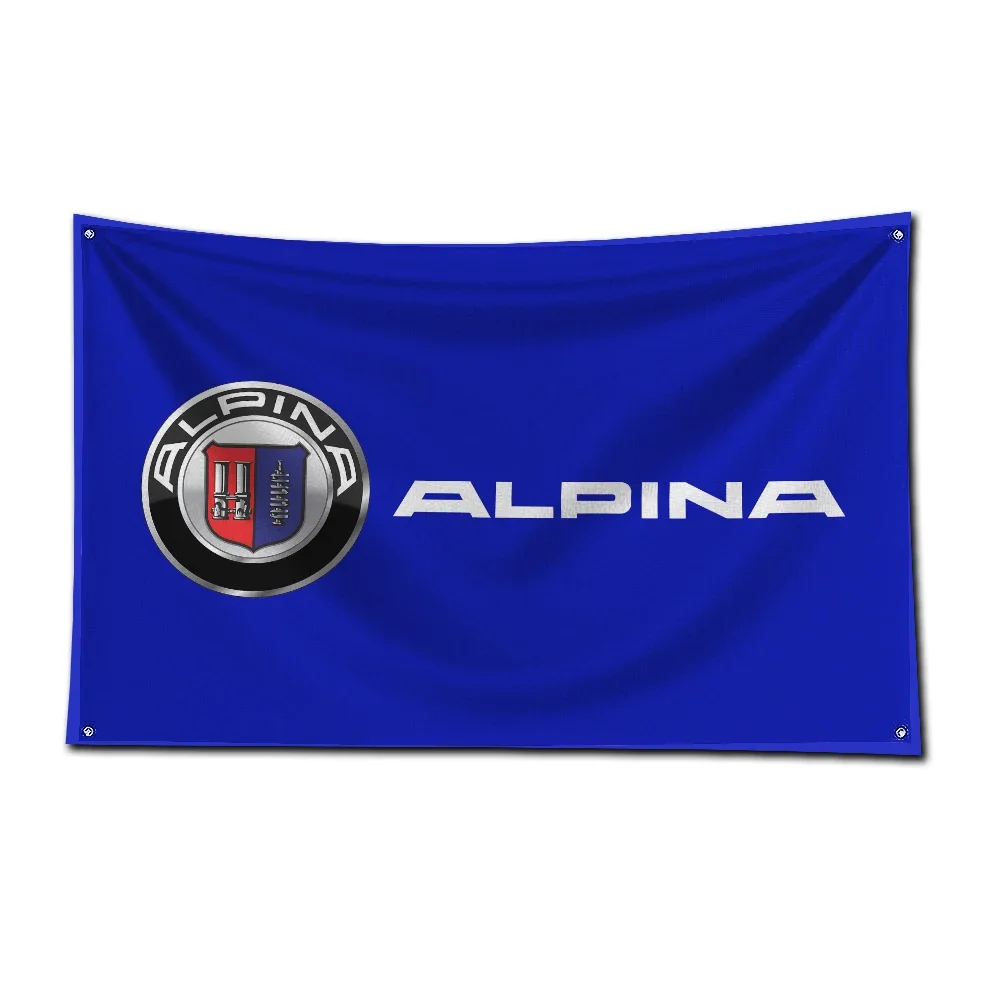3x5 قدم سيارة رياضية العلم البوليستر الطباعة الرقمية سيارة راية Alpinas للمرآب جدار الفن خارج الباب الديكور مع الحلقات النحاسية